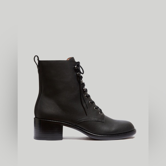 New Madewell Women Combat The Patti Lace Up Boots Black Size 6.5 - Picture 3 of 8